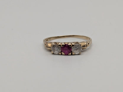 10k Yellow Gold Ruby Quartz Ring Promise Engagement Wedding band