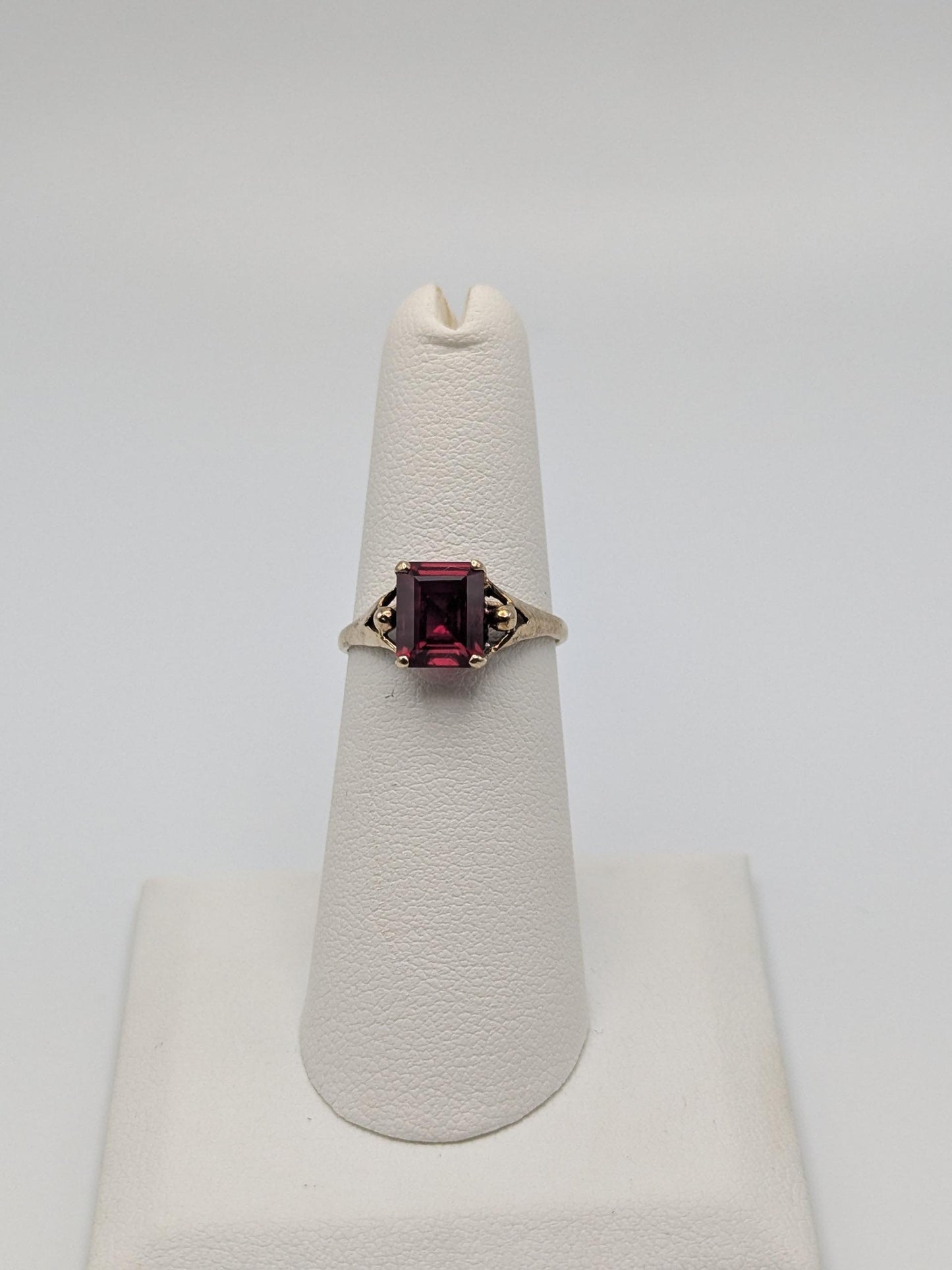 10k Yellow Gold Vintage Emerald Cut Ruby Solitaire Ring Promise Ring
