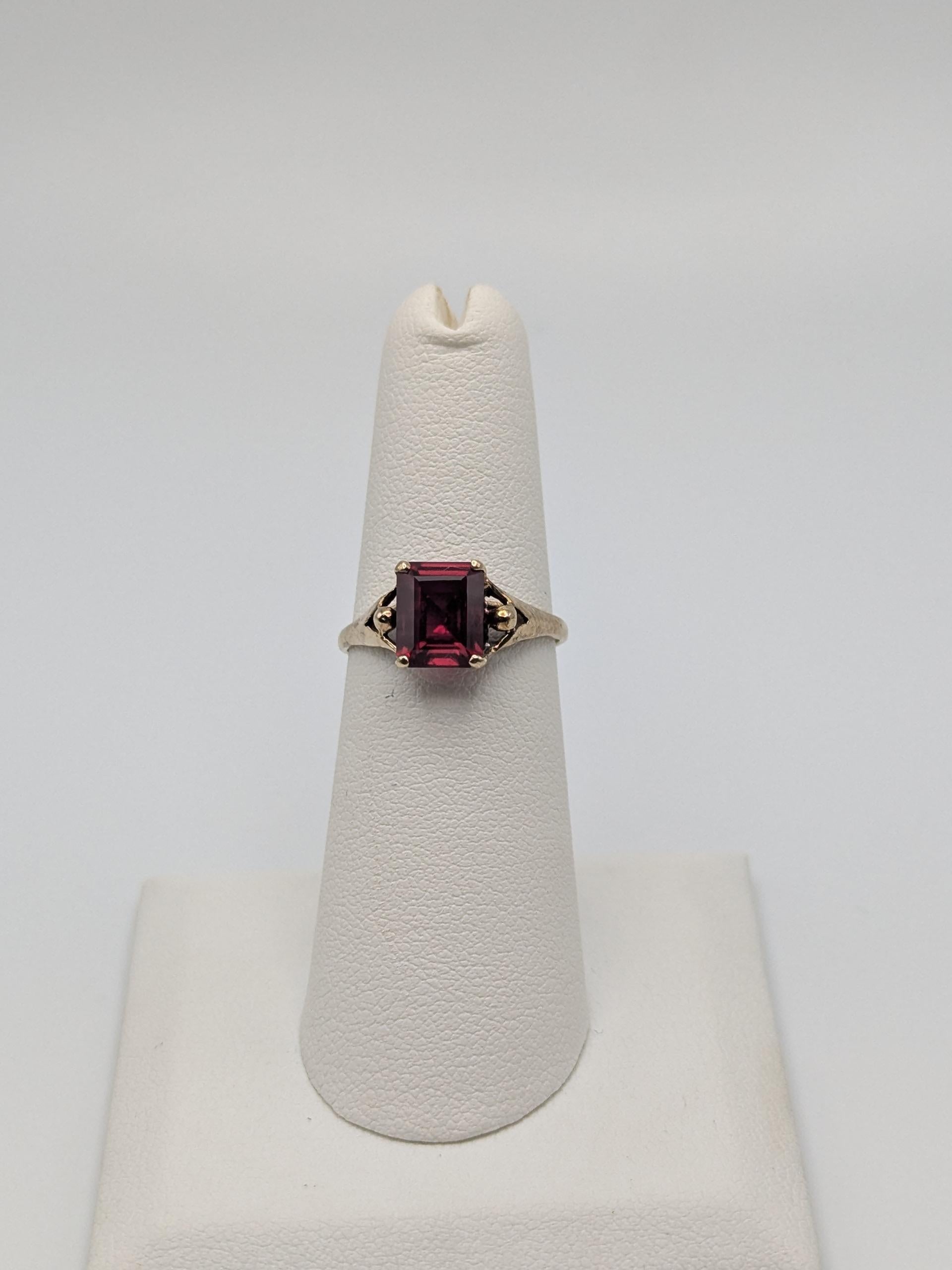 10k Yellow Gold Vintage Emerald Cut Ruby Solitaire Ring Promise Ring
