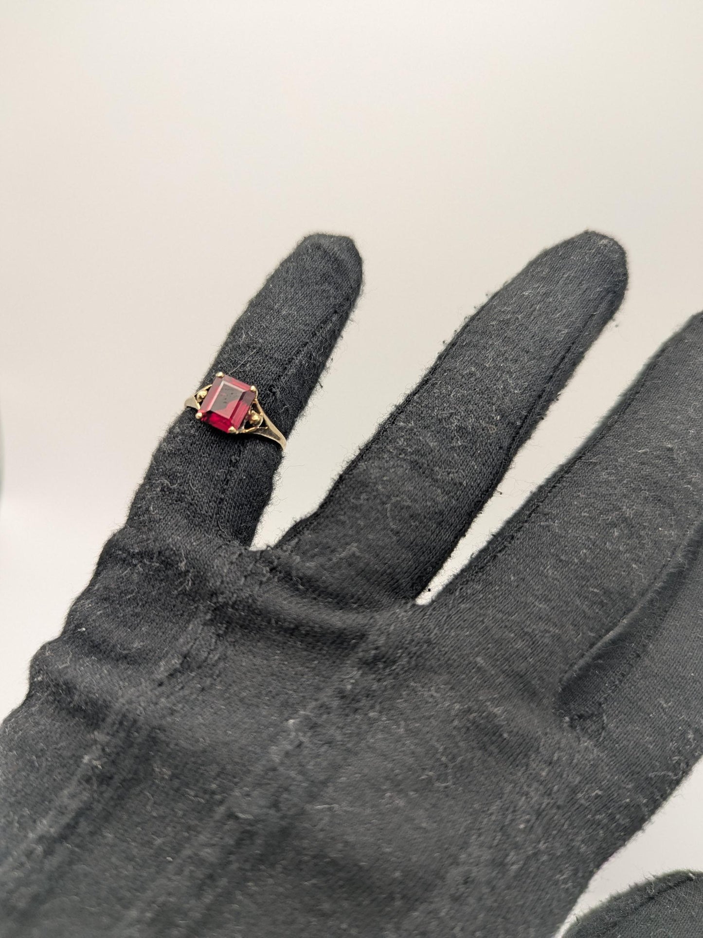 10k Yellow Gold Vintage Emerald Cut Ruby Solitaire Ring Promise Ring