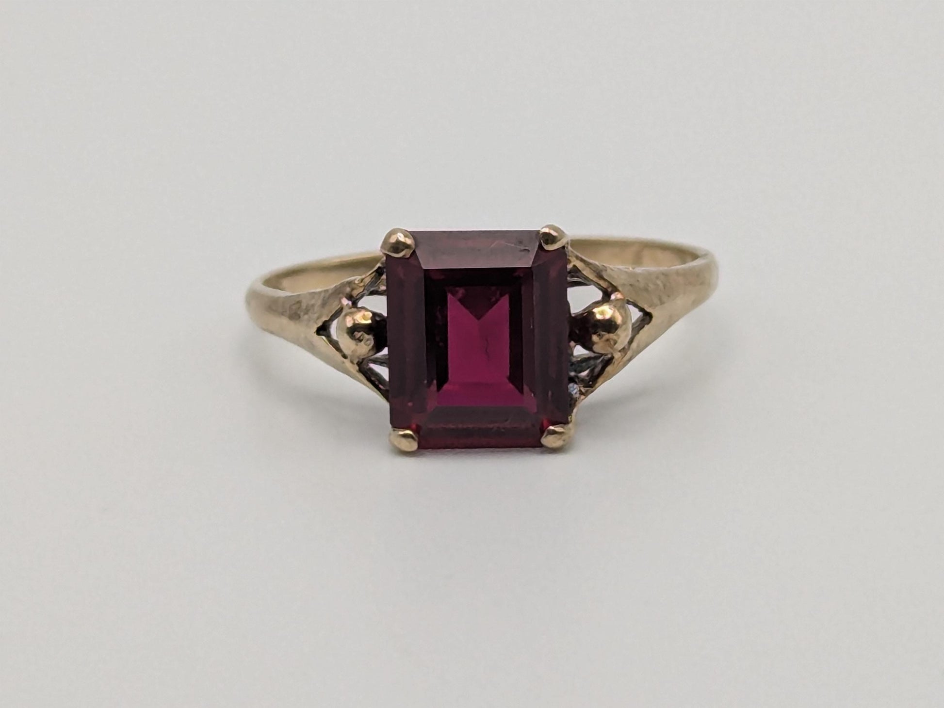 10k Yellow Gold Vintage Emerald Cut Ruby Solitaire Ring Promise Ring