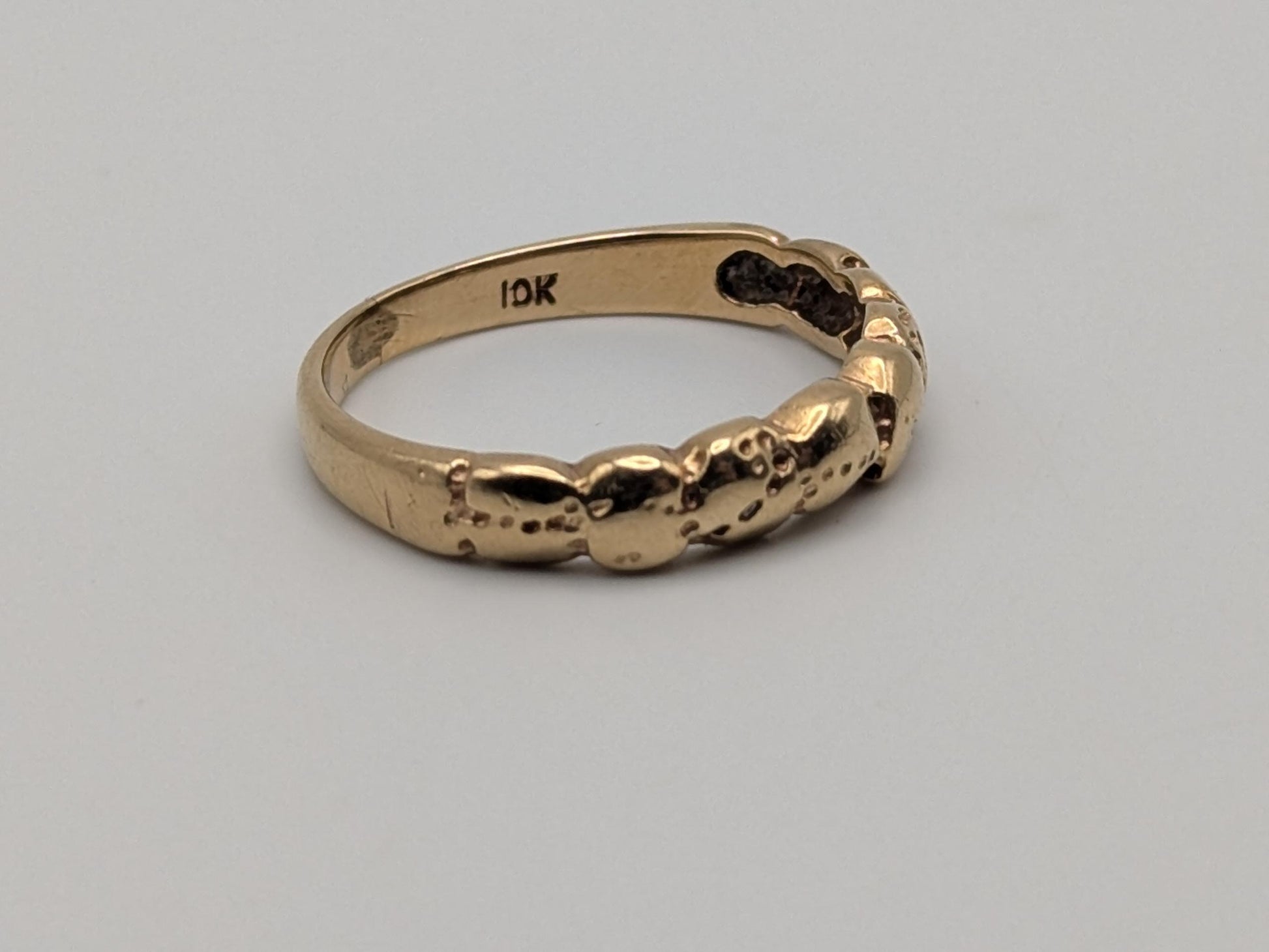10k Yellow Gold Vintage Nugget Style Ring Wedding Band Promise Ring