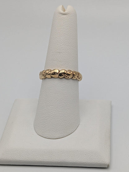 10k Yellow Gold Vintage Nugget Style Ring Wedding Band Promise Ring