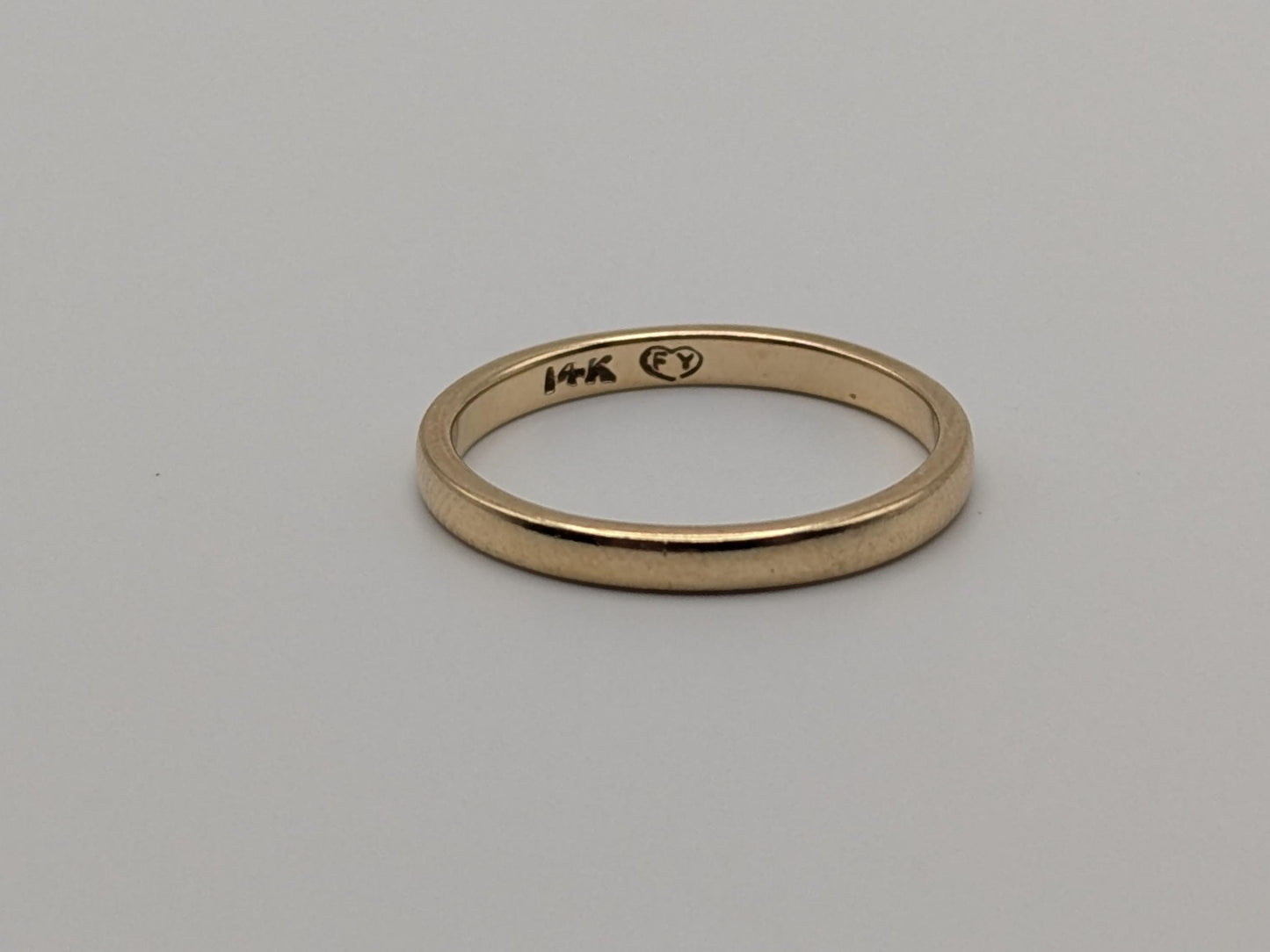 14K Yellow Gold Wedding Band Hallmarked 14K 2mm Comfort Fit Ring