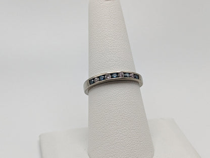 H. J. Namdar 14k White Gold Blue Diamonds Eternity Ring Wedding Band Anniversary
