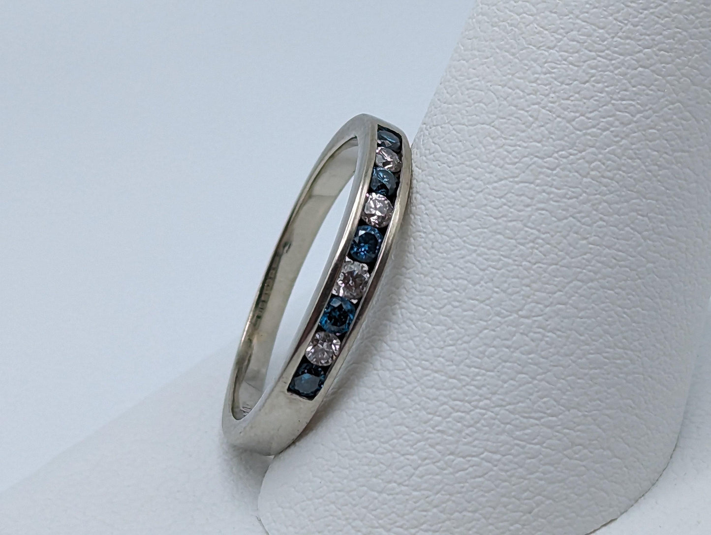 H. J. Namdar 14k White Gold Blue Diamonds Eternity Ring Wedding Band Anniversary