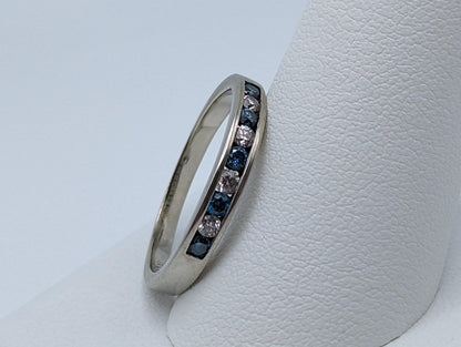 H. J. Namdar 14k White Gold Blue Diamonds Eternity Ring Wedding Band Anniversary