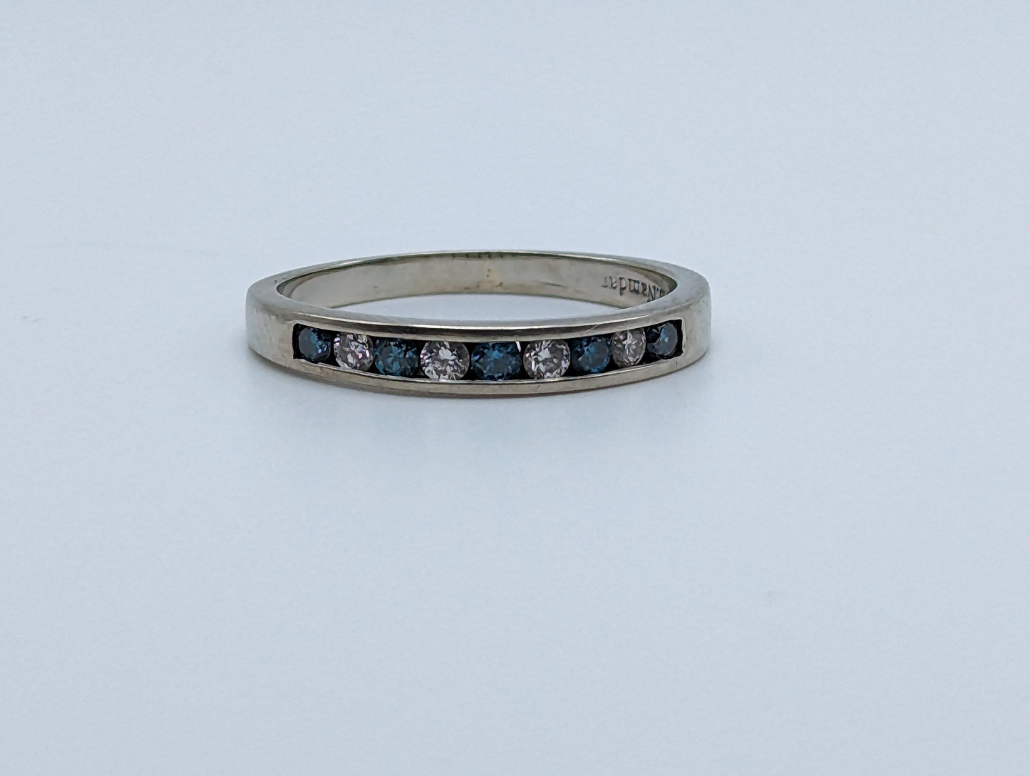 H. J. Namdar 14k White Gold Blue Diamonds Eternity Ring Wedding Band Anniversary