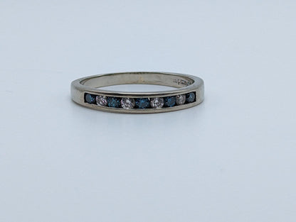 H. J. Namdar 14k White Gold Blue Diamonds Eternity Ring Wedding Band Anniversary