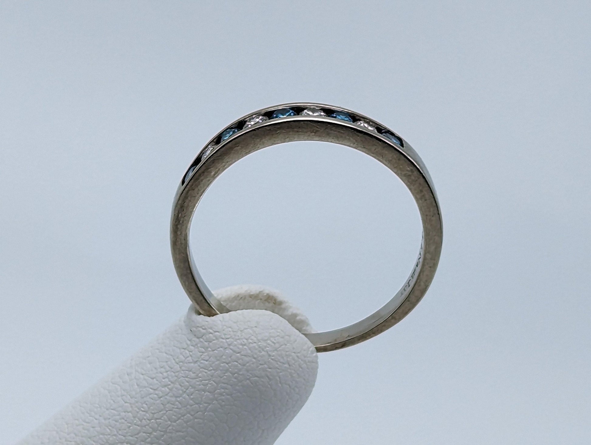 H. J. Namdar 14k White Gold Blue Diamonds Eternity Ring Wedding Band Anniversary