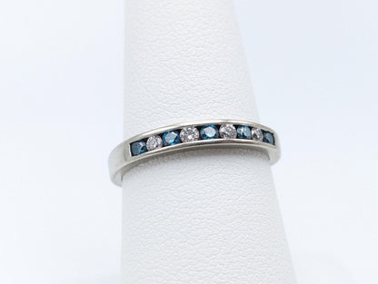 H. J. Namdar 14k White Gold Blue Diamonds Eternity Ring Wedding Band Anniversary