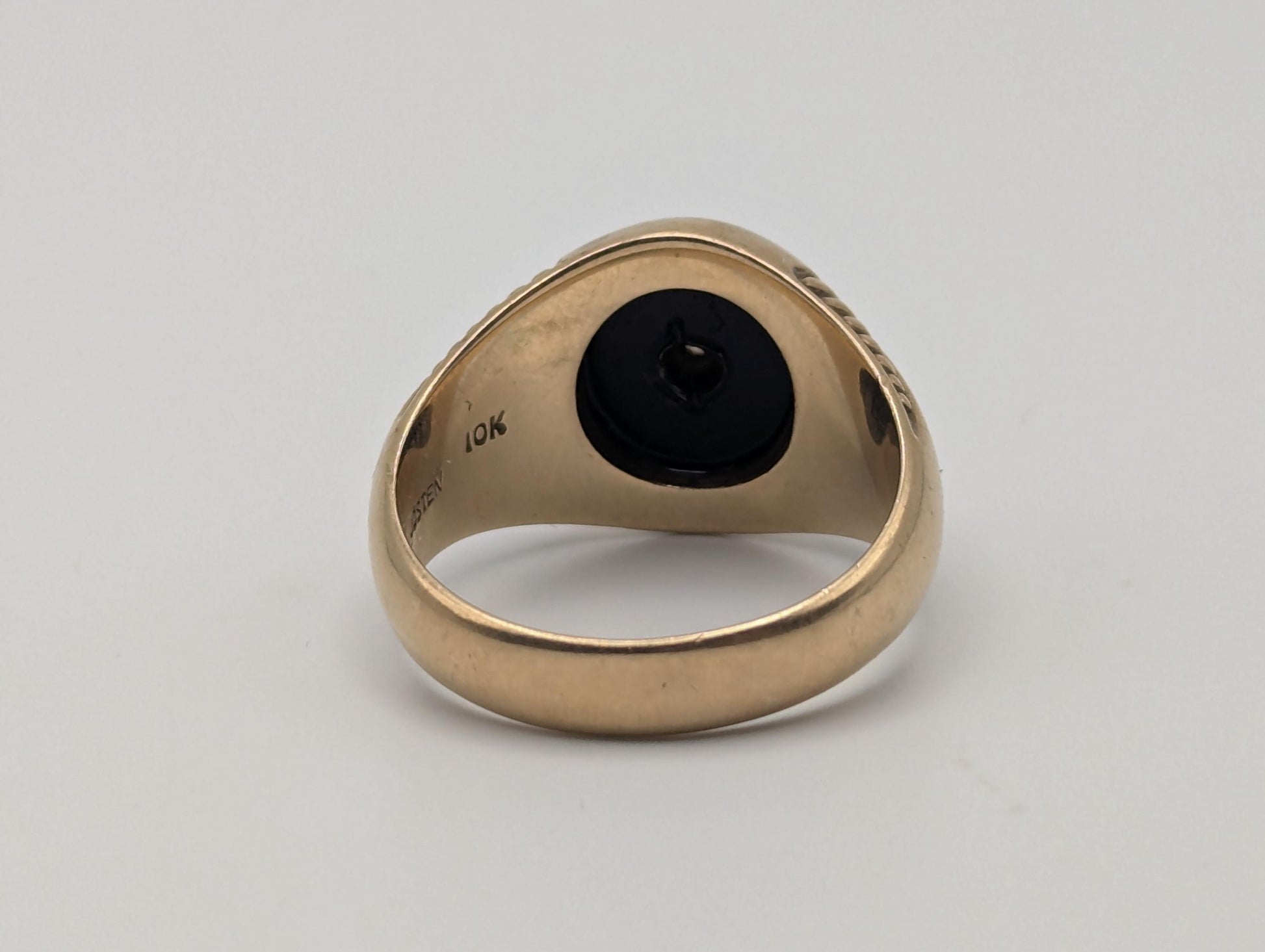 10k HEAVY 11gr Vintage Oval Black Onyx Diamond Wedding Ring Statement Ring Band