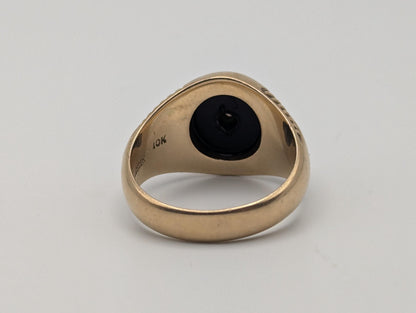 10k HEAVY 11gr Vintage Oval Black Onyx Diamond Wedding Ring Statement Ring Band