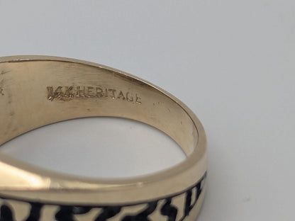 14k HEAVY Two-Tone  Gold 8.3gr Diamond Filigree Solitaire Ring Mens Wedding Ring