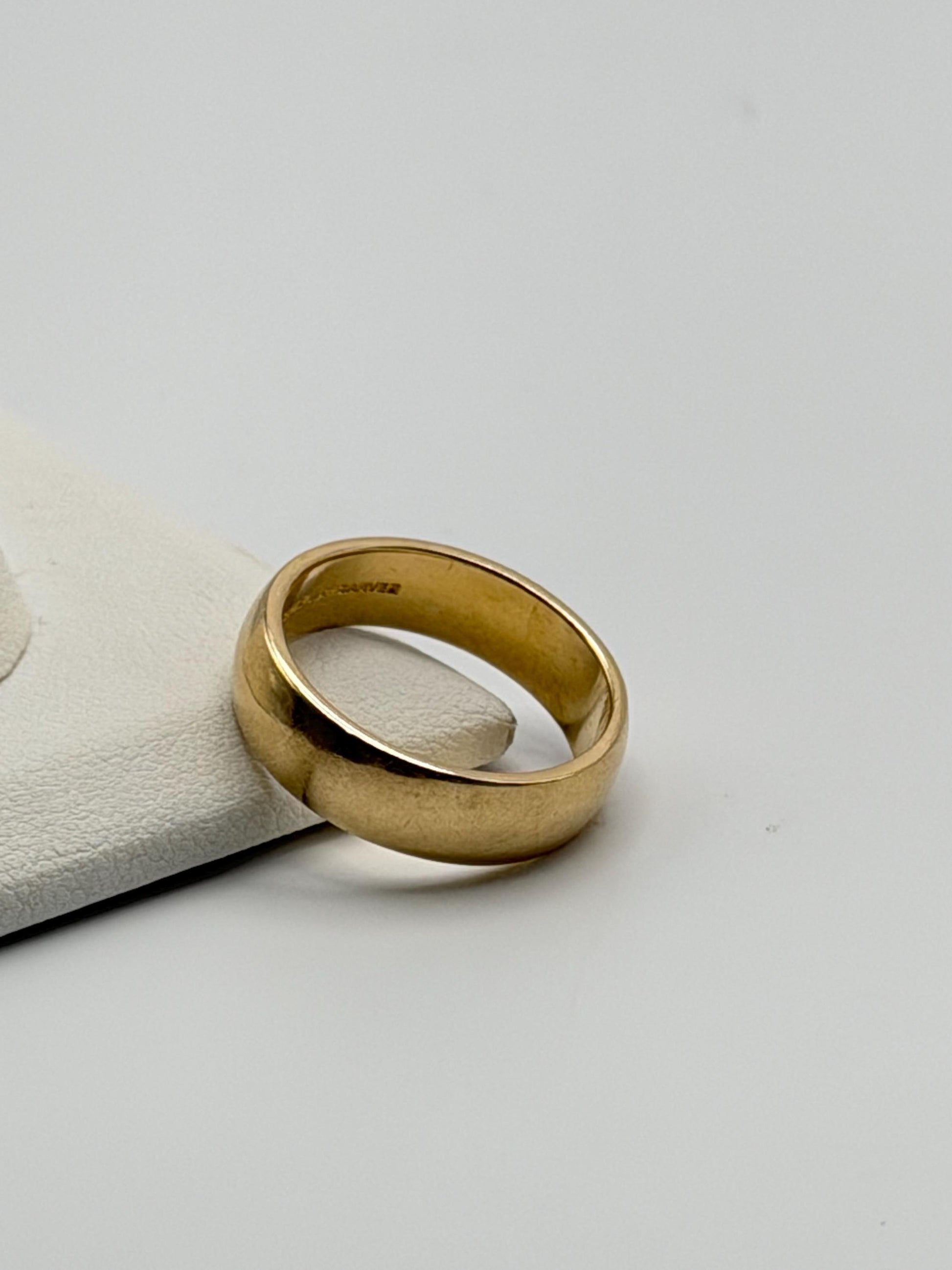 14k Heavy 5.8gr Solid Gold JR Wood Plain Comfort Fit Ring 5.5 mm Wedding Cigar