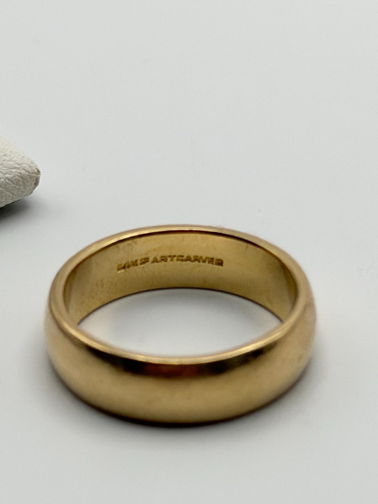 14k Heavy 5.8gr Solid Gold JR Wood Plain Comfort Fit Ring 5.5 mm Wedding Cigar