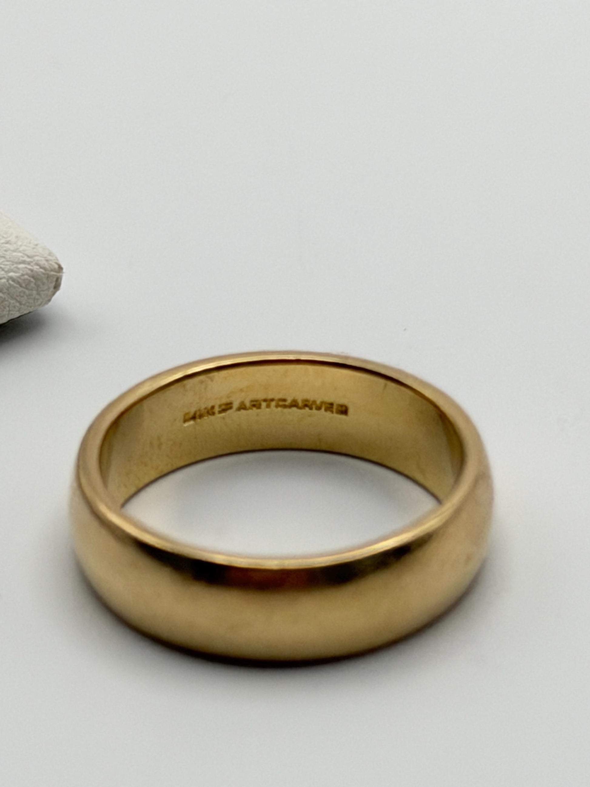 14k Heavy 5.8gr Solid Gold JR Wood Plain Comfort Fit Ring 5.5 mm Wedding Cigar