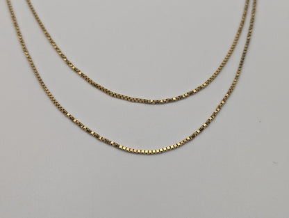 14k Italy Boston Custom Box Link Chain Necklace 30" Yellow Gold Italian Chain