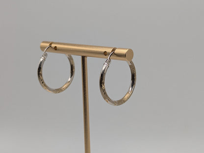 14k Large Vintage Gold Classic Etched Textured Hoop Earrings Gold Hoops Hinged