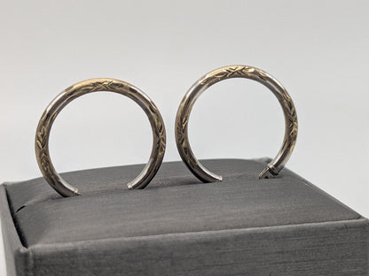14k Large Vintage Gold Classic Etched Textured Hoop Earrings Gold Hoops Hinged