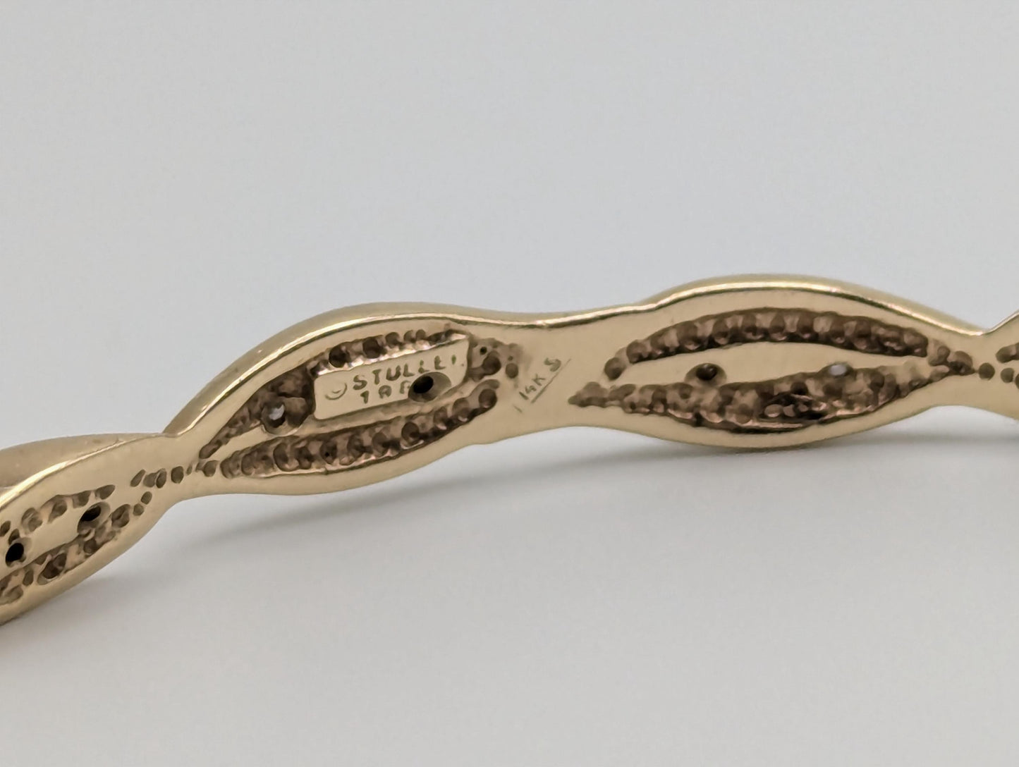 14k Solid Gold OKLMR Design Diamond Fancy Wave Link Tennis Bracelet. 7" Womens