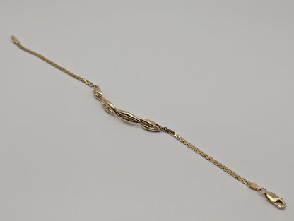 14k Solid Gold OKLMR Design Diamond Fancy Wave Link Tennis Bracelet. 7" Womens