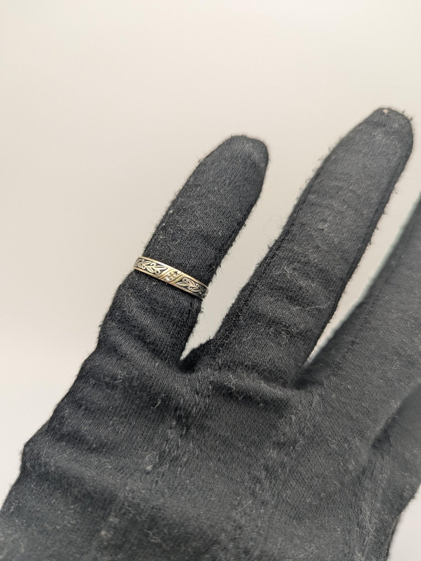 14k Two-Tone  Gold Diamond Engraved Filigree Ring Wedding Ring