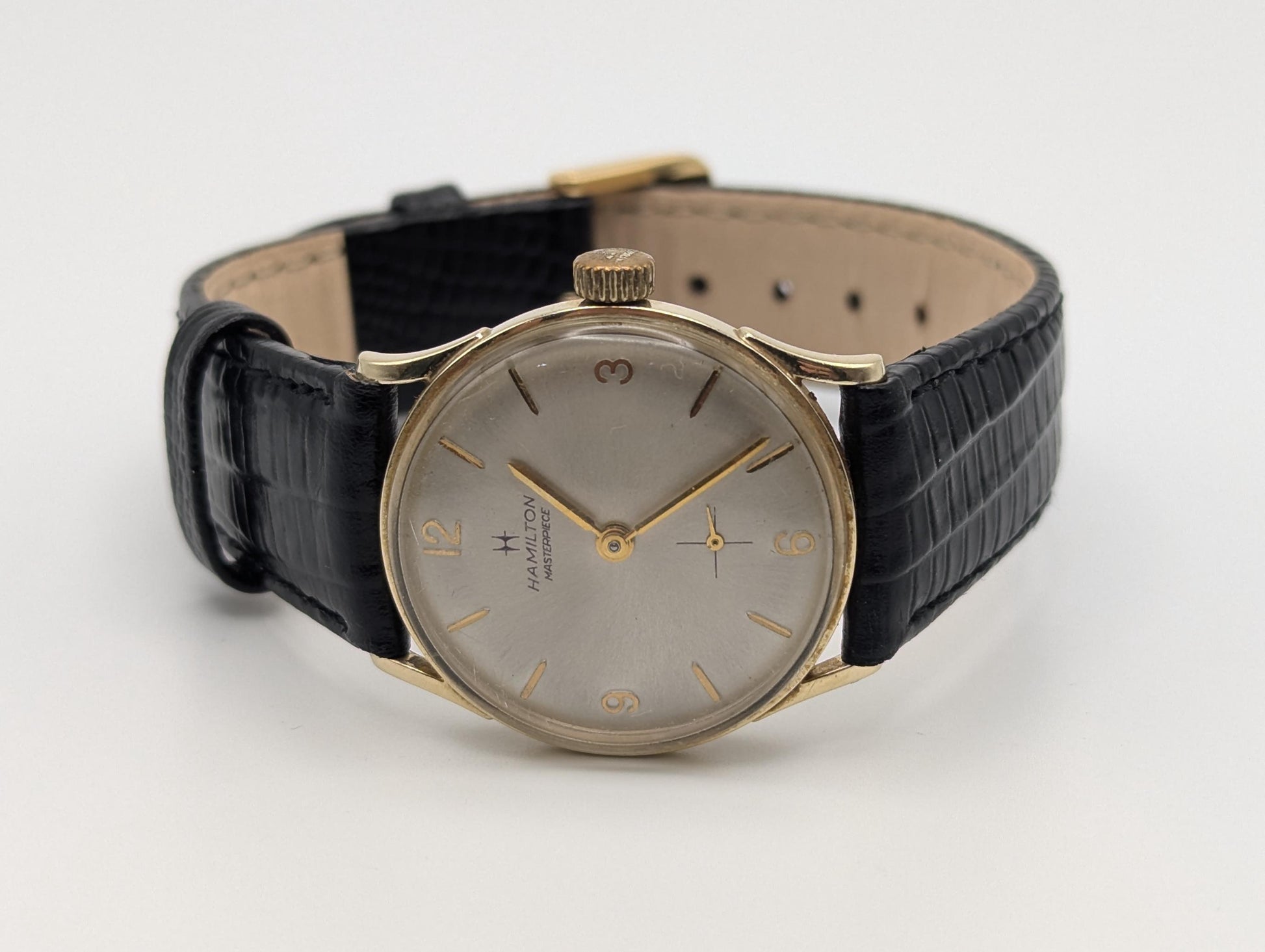 14k Solid Gold 1940s Vintage Hamilton Masterpiece Mechanical Men's Wrist Watch