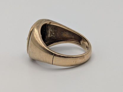 14k Vintage Heavy Black Onyx Diamond Ring Statement Ring Signet Ring