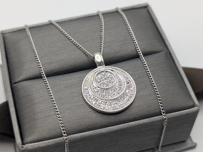 14k White Gold .33ctw Diamond Endless Circle Love Infinity Eternity Necklace