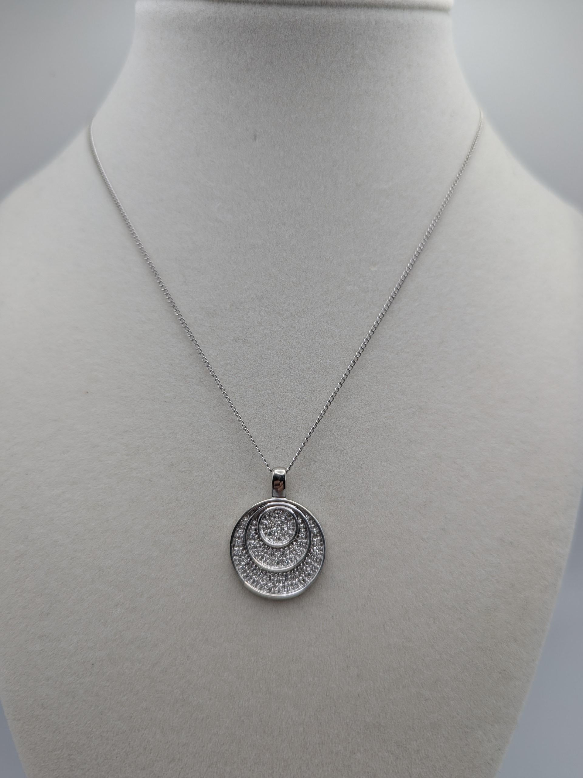 14k White Gold .33ctw Diamond Endless Circle Love Infinity Eternity Necklace