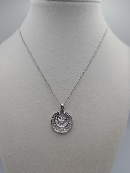 14k White Gold .33ctw Diamond Endless Circle Love Infinity Eternity Necklace