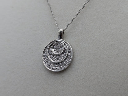 14k White Gold .33ctw Diamond Endless Circle Love Infinity Eternity Necklace