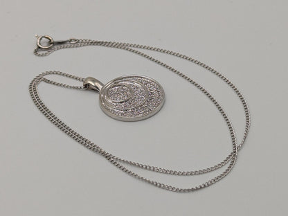 14k White Gold .33ctw Diamond Endless Circle Love Infinity Eternity Necklace