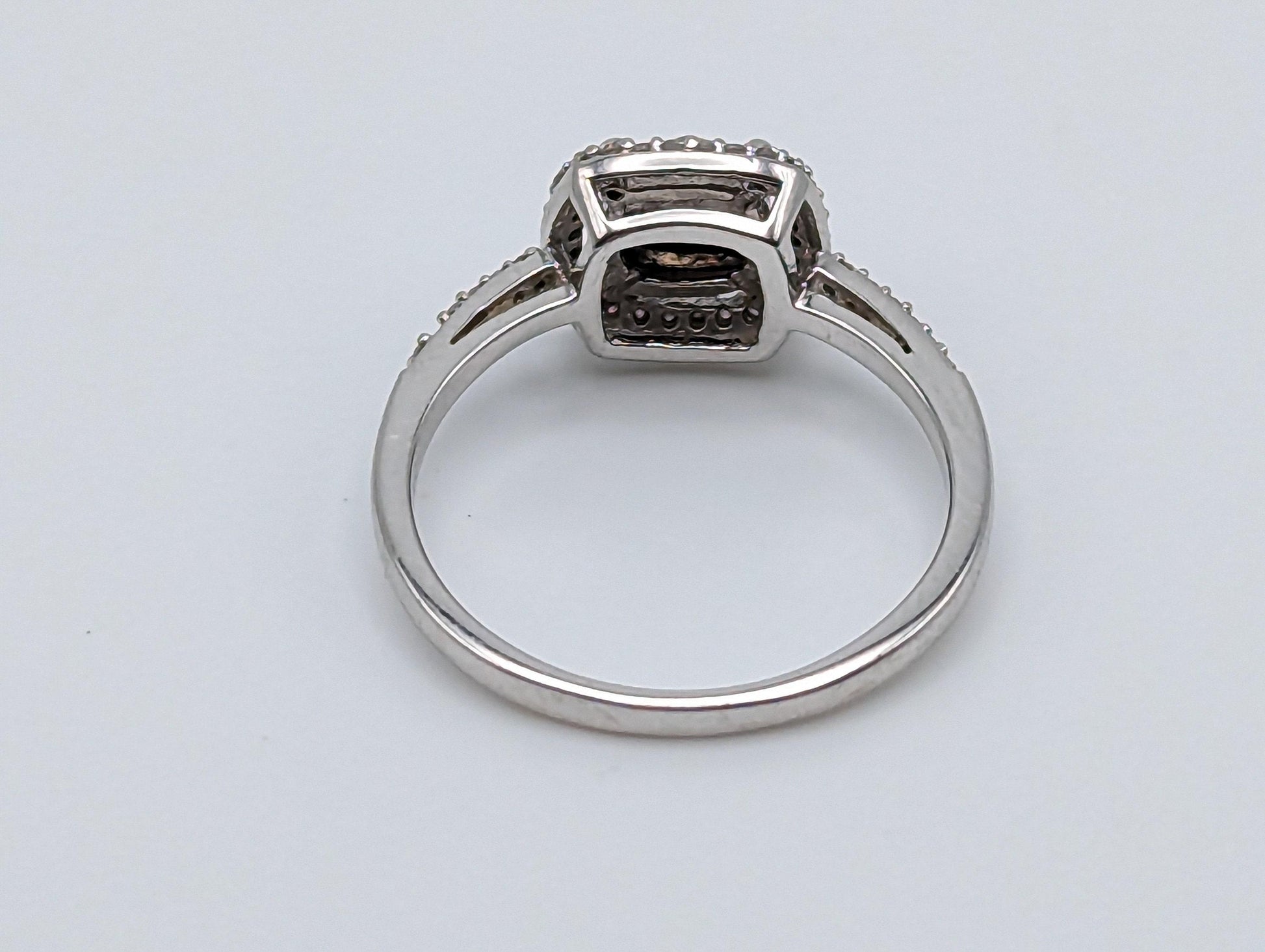 14k White Gold Black Cushion Diamond 1ct Halo Engagement Ring  Diamond White
