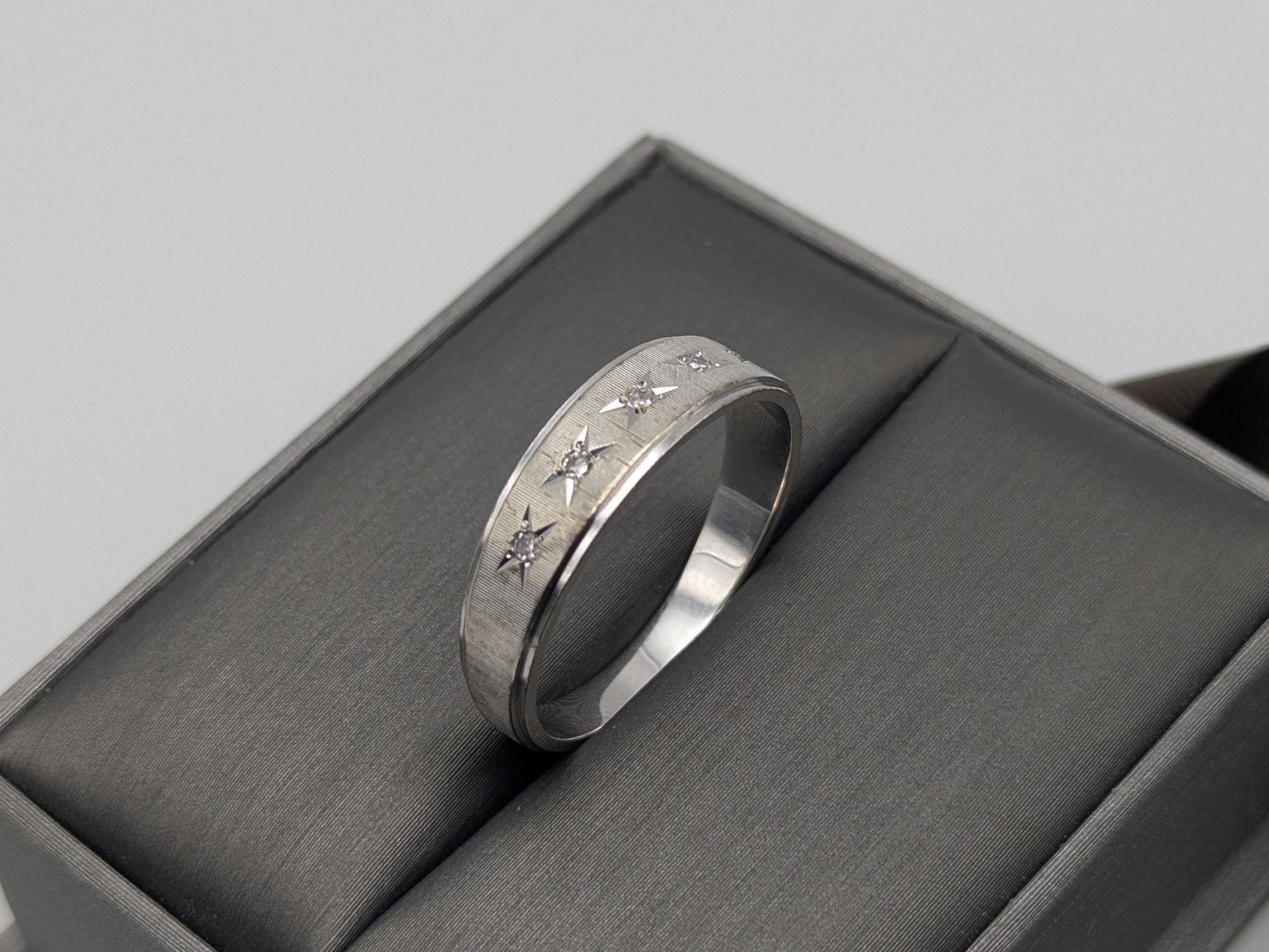 14k White Gold Diamond Mens Channel Set Half Wedding Band Anniversary Ring