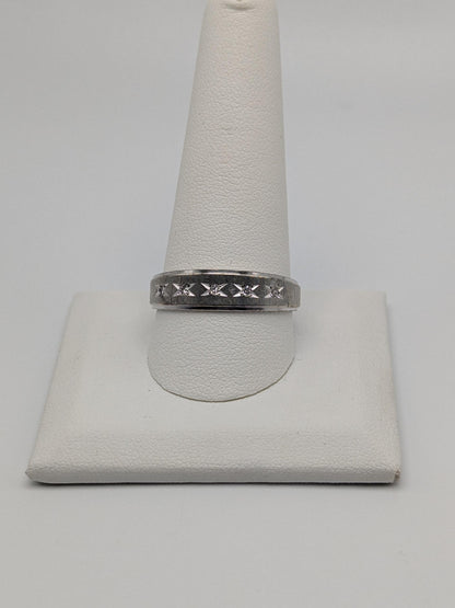 14k White Gold Diamond Mens Channel Set Half Wedding Band Anniversary Ring