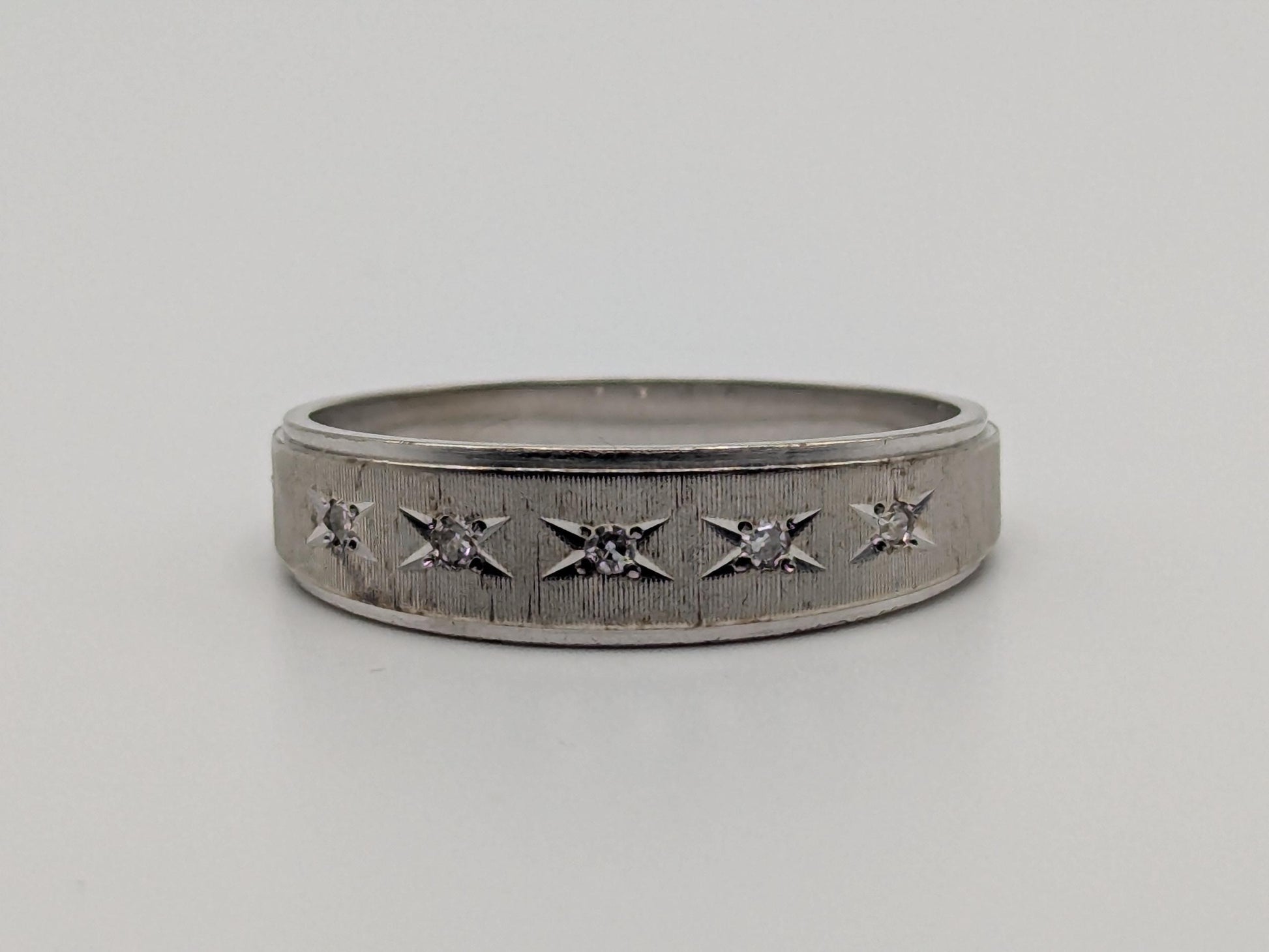 14k White Gold Diamond Mens Channel Set Half Wedding Band Anniversary Ring