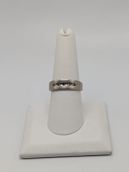 14k White Gold Diamond Mens Channel Set Half Wedding Band Anniversary Ring