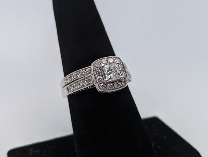 14k White Gold Diamond Wedding Set 1.45ctw Diamond w/Appraisal. 14k Princess