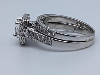 14k White Gold Diamond Wedding Set 1.45ctw Diamond w/Appraisal. 14k Princess