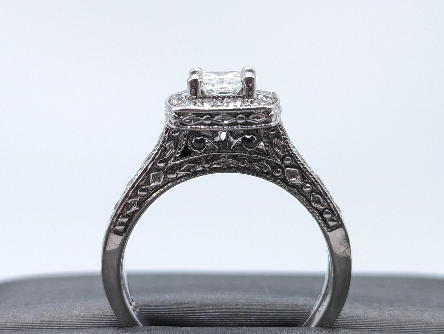 14k White Gold Diamond Wedding Set 1.45ctw Diamond w/Appraisal. 14k Princess