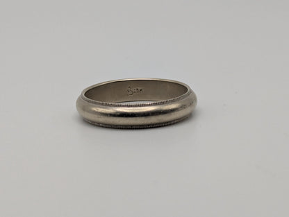 14k White Gold Mens with Milgrain Edge Wedding Band Anniversary Ring Comfort
