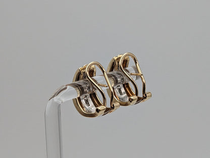 14k White and Yellow Gold Diamond Huggie Earrings 6.5 Gram, 14k Multi Color