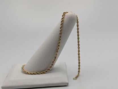 14k Yellow Gold 1.7mm Twisted Rope 7" Bracelet Chain Classic Gold Rope Chain