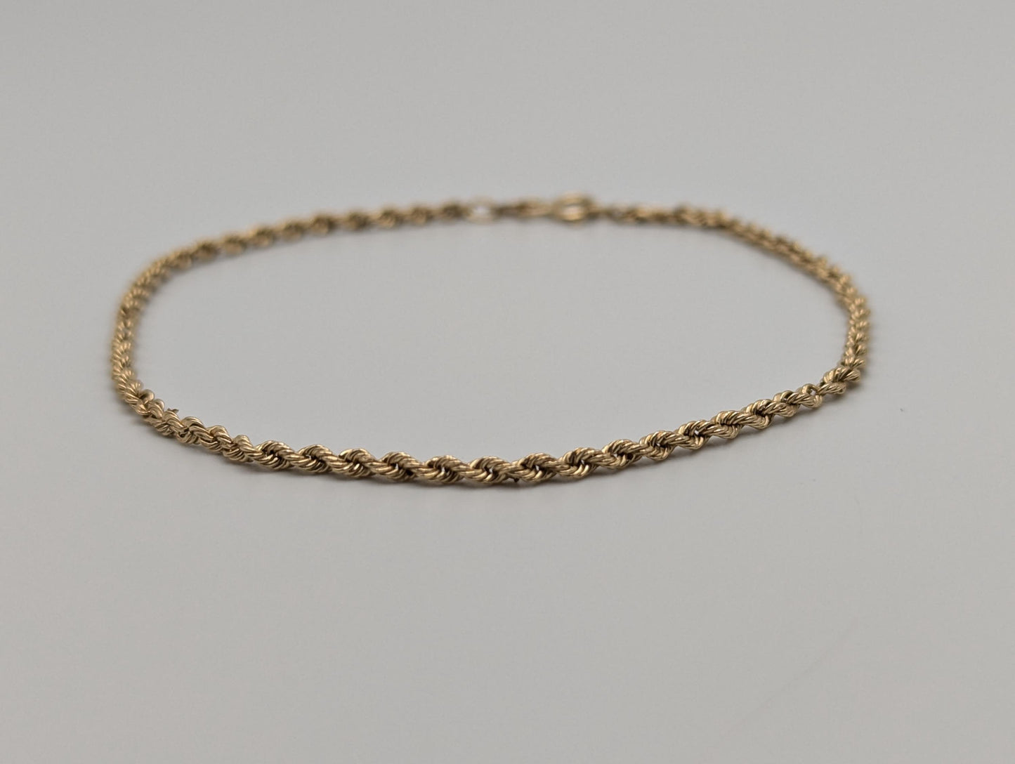 14k Yellow Gold 1.7mm Twisted Rope 7" Bracelet Chain Classic Gold Rope Chain