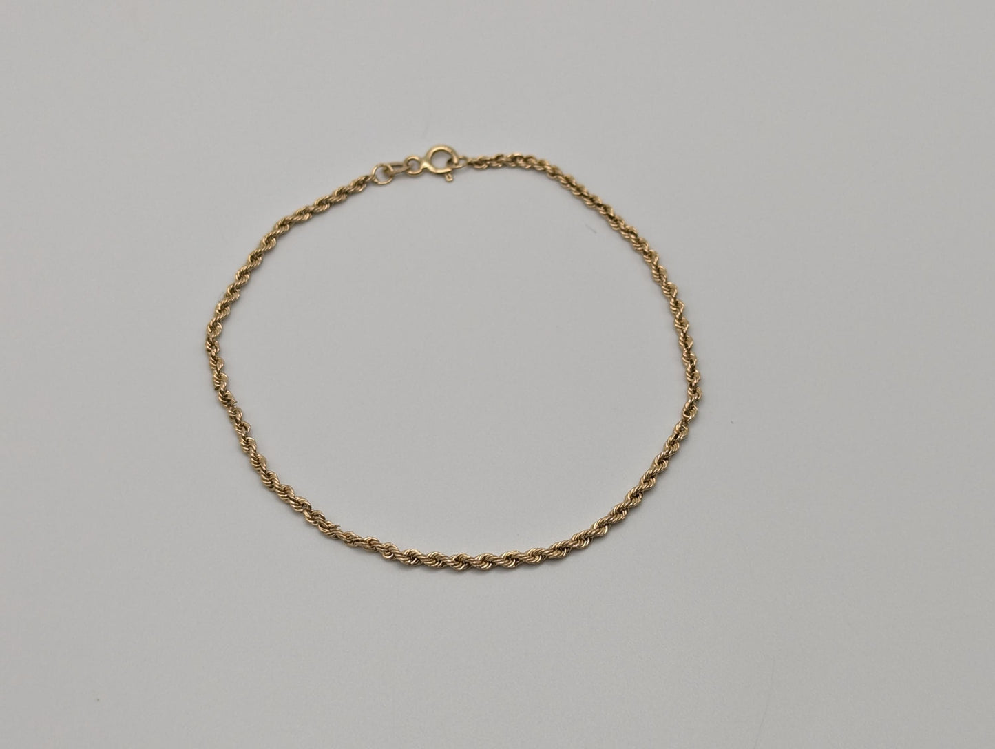14k Yellow Gold 1.7mm Twisted Rope 7" Bracelet Chain Classic Gold Rope Chain