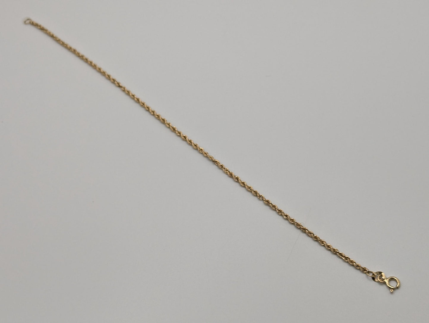 14k Yellow Gold 1.7mm Twisted Rope 7" Bracelet Chain Classic Gold Rope Chain