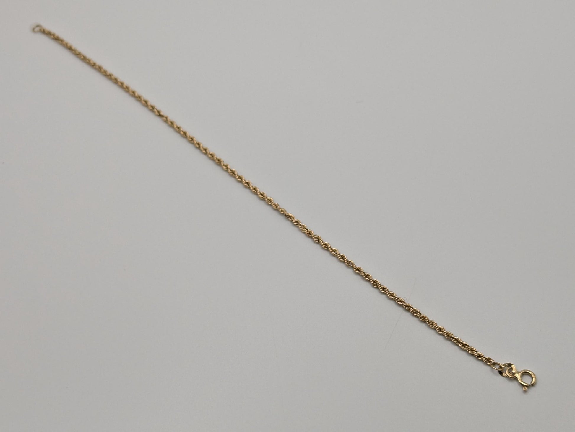 14k Yellow Gold 1.7mm Twisted Rope 7" Bracelet Chain Classic Gold Rope Chain