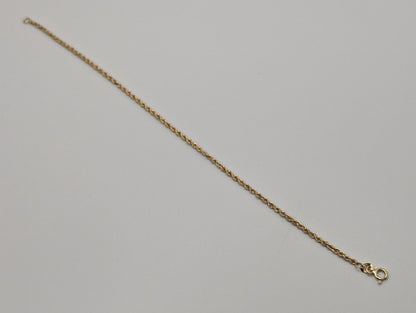 14k Yellow Gold 1.7mm Twisted Rope 7" Bracelet Chain Classic Gold Rope Chain